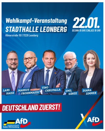 Event-Flyer Wahlkampfveranstaltung Leonberg