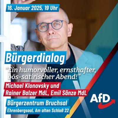 Event-Flyer Bürgerdialog mit Michael Klonovsky, Emil Sänze und Rainer Balzer in Bruchsal