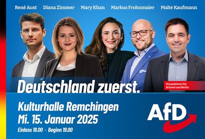 Event-Flyer Wahlkampfveranstaltung in der Kulturhalle Remchingen