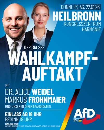 Event-Flyer Dr. Alice Weidel & Markus Frohnmaier in Heilbronn