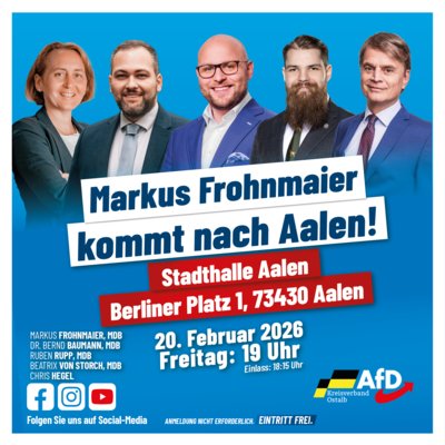 Event-Flyer Große AfD-Wahlkampfveranstaltung mit Markus Frohnmaier in Aalen