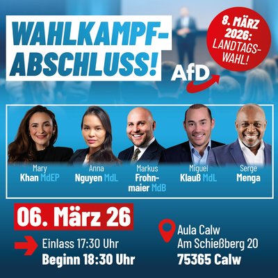 Event-Flyer Wahlkampfveranstaltung in der Aula Calw